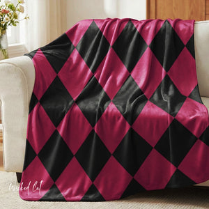 Pink and Black Diamond Soft Sherpa Throw