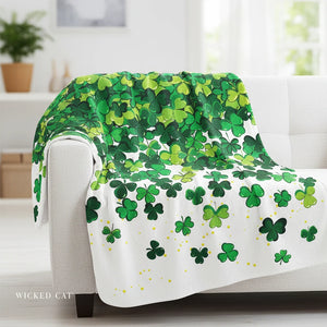 Lucky Shamrocks Sherpa Throw Blanket