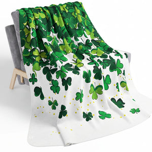 Lucky Shamrocks Sherpa Throw Blanket