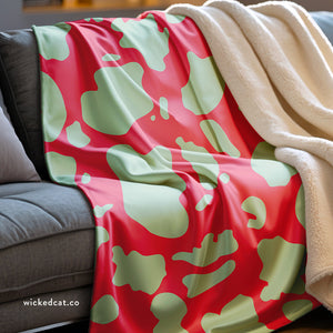 Pastel Pink Green Animal Print Plush Sherpa Throw Blanket