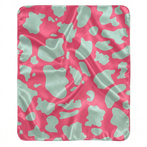 Pastel Pink Green Animal Print Plush Sherpa Throw Blanket