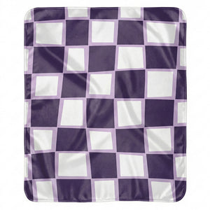 Checkered Purple Whimsical Sherpa Throw