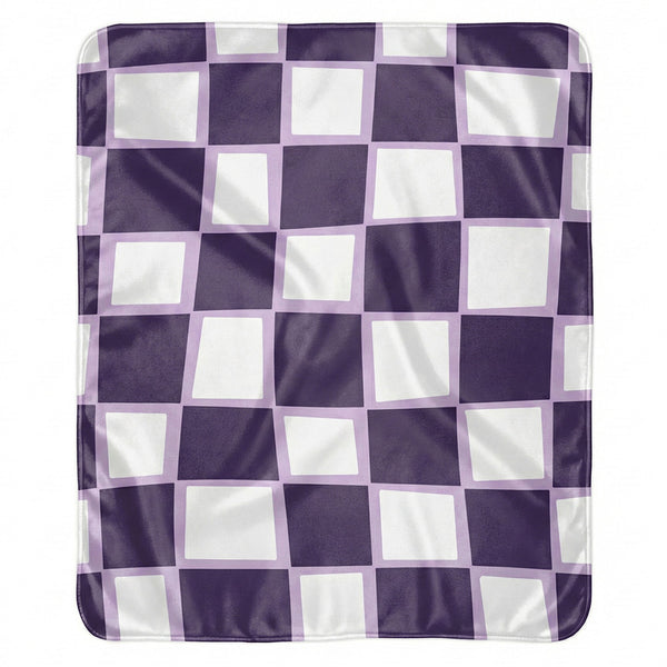 Checkered Purple Whimsical Sherpa Throw