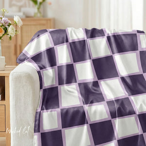 Checkered Purple Whimsical Sherpa Throw