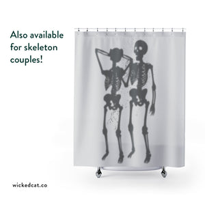 Showering Skeleton Funny Bath Shower Curtain