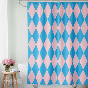 Harlequin Pink Blue Bath Shower Curtain