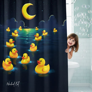 Yellow Rubber Ducks Bath Shower Curtain