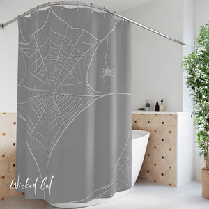 Spiderweb Spider Grey Bath Shower Curtain