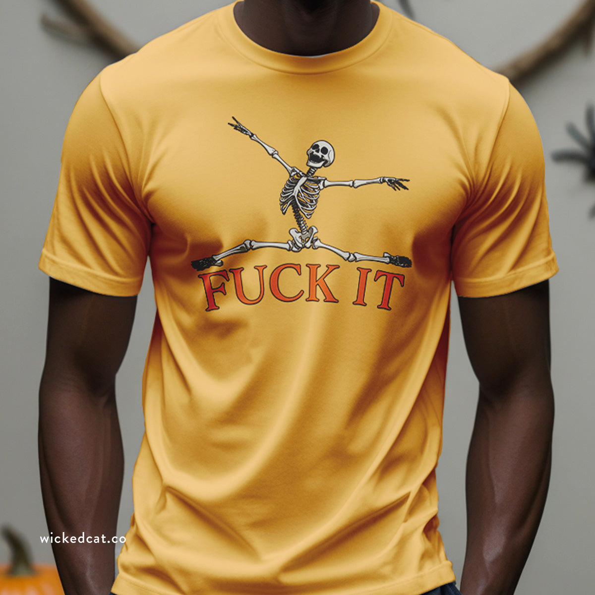 Fuck It Leaping Skeleton Halloween T-Shirt Comfort Colors®