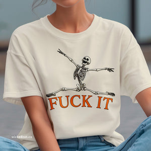 Fuck It Leaping Skeleton Halloween T-Shirt Comfort Colors®