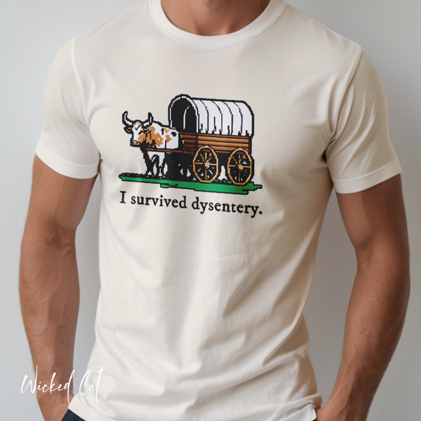 Oregon Trail I Survived Dysentery 80s Game Pop Culture T-Shirt