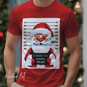 Arrested Santa Mug Shot Funny Christmas T-Shirt