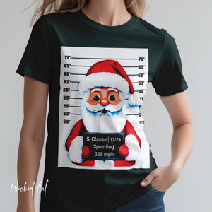 Arrested Santa Mug Shot Funny Christmas T-Shirt