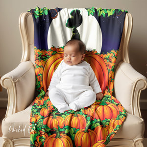 Soft sherpa blanket with 'Great Pumpkin Halloween | Newborn & Toddler' design