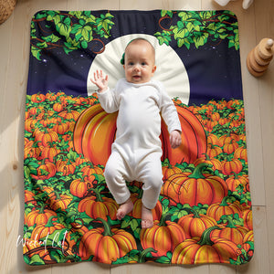 Soft sherpa blanket with 'Great Pumpkin Halloween | Newborn & Toddler' design