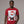 Man wearing a red t-shirt with a graphic of Santa Claus in a mugshot design.