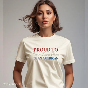 Embroidered Proud American Patriotic Comfort Colors® T-Shirt