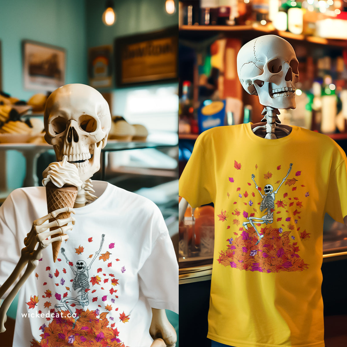 Fall Lovers Skeleton Halloween T-Shirt Comfort Colors®