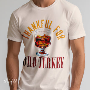 Yellow t-shirt with 'Wild Turkey Funny Holiday' design on a white background