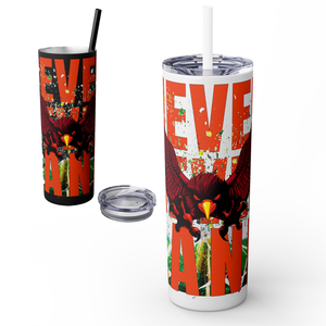 Glossy mug with 'Virginia Tech Hokies Football Tumbler 20oz' graphic on a white background
