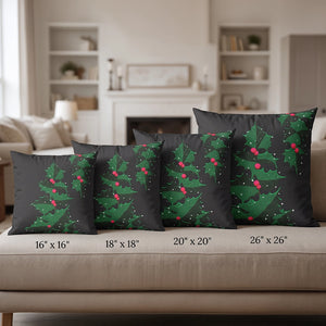 Christmas Holly Berry Velvet Pillow