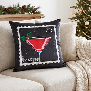 Merry Martini Christmas Velvet Pillow