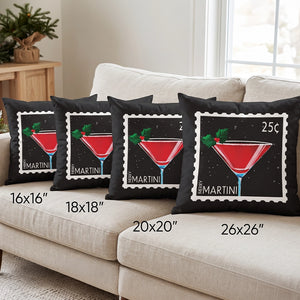 Merry Martini Christmas Velvet Pillow