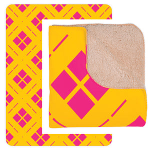 Yellow and Pink Geometric Sherpa Throw Blanket