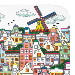 soft sherpa blanket with 'Whimsical Amsterdam City' design