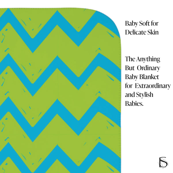 Green & Blue Newborn Toddler Sherpa Baby Blanket