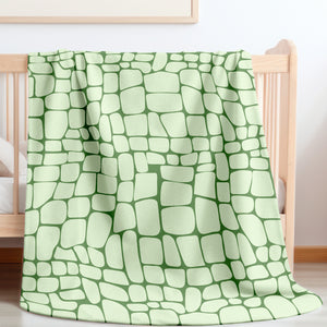 Green Crocodile Print Sherpa Baby Blanket