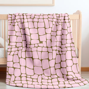 soft sherpa blanket with 'Pink & Brown Crocodile Print' design