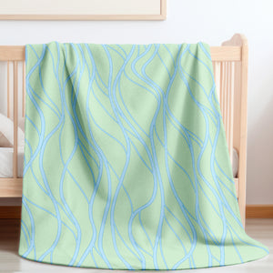 soft sherpa blanket with 'Blue & Green Whimsical Waves' design