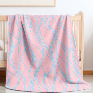 soft sherpa blanket with 'Pink & Blue Whimsical Waves' design