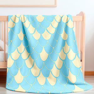 Soft sherpa blanket with 'Blue & Yellow Snake Print' design