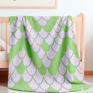 soft sherpa blanket with 'Green & Purple Snake Print' design