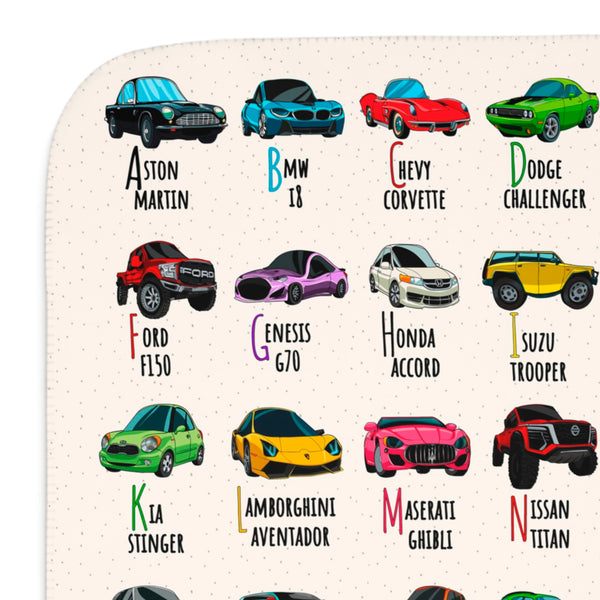 ABC Car Lovers A to Z Sherpa Baby Blanket