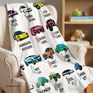 ABC Car Lovers A to Z Sherpa Baby Blanket