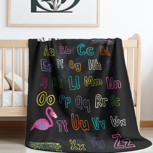 soft sherpa blanket with 'ABC Chalkboard' design