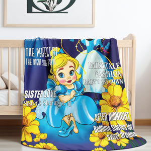 soft sherpa blanket with 'Cinderella Illustrated' design