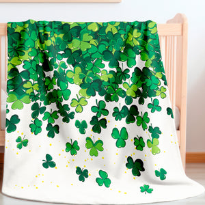 soft sherpa blanket with 'Lucky Shamrocks St. Patrick's Day' design