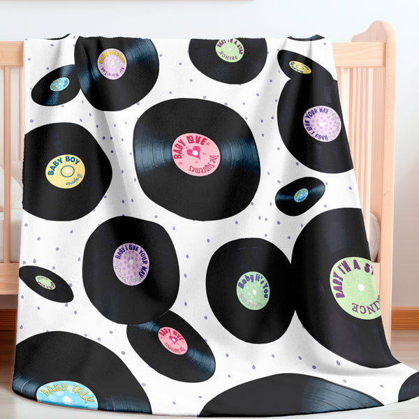 Baby Love Vinyl Records Retro Sherpa Baby Blanket