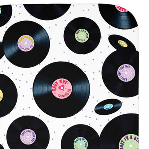 soft sherpa blanket with 'Vinyl Records Retro' design