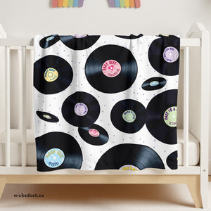 soft sherpa blanket with 'Vinyl Records Retro' design