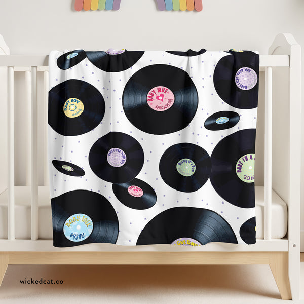 Baby Love Vinyl Records Retro Sherpa Baby Blanket