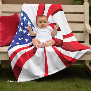Soft sherpa blanket with 'Little Patriot 4th of July' design