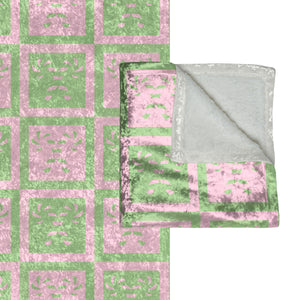 Soft sherpa blanket with 'Pastel Candy Cane Throw Soft Checkered Holiday' design