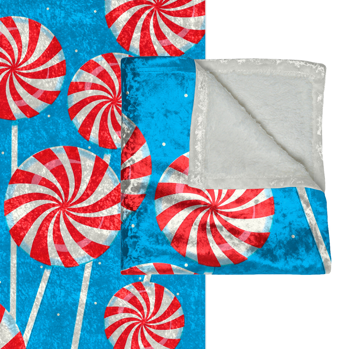 Peppermint Lollipops Blue Christmas Throw