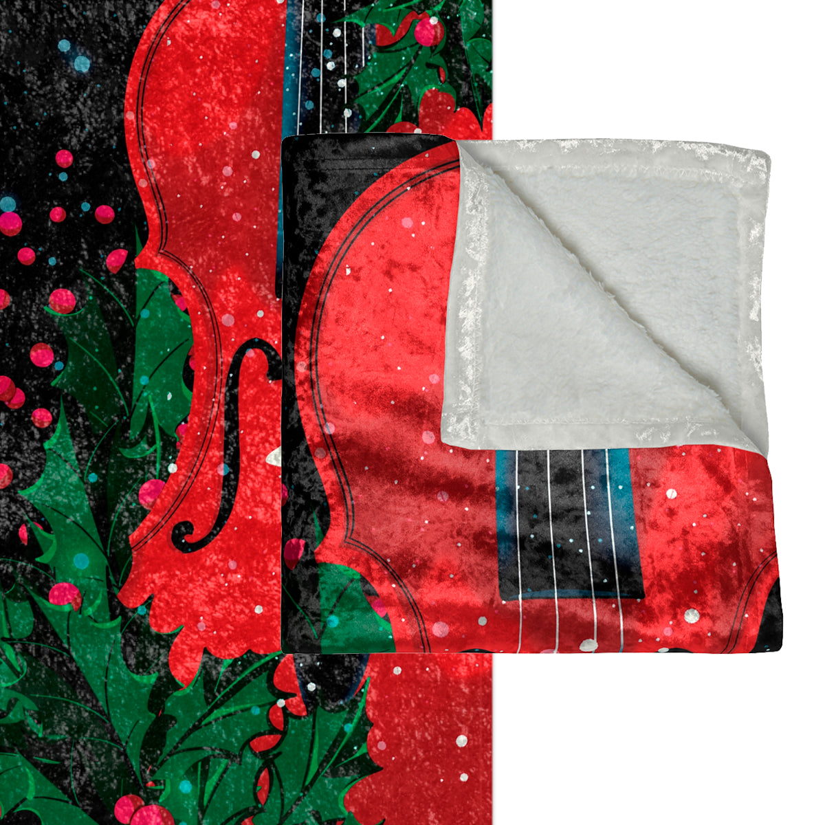 Holiday Violin Musical Christmas Throw