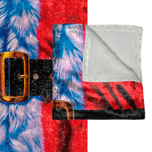 Soft sherpa blanket with 'Santa Clause Suit Christmas Throw' design